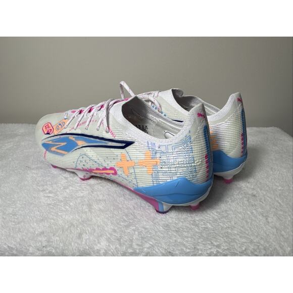 Puma Ultra Ultimate FG/AG Soccer Cleats White Pink Blue Size 9.5 108063-01 Rare main image 2